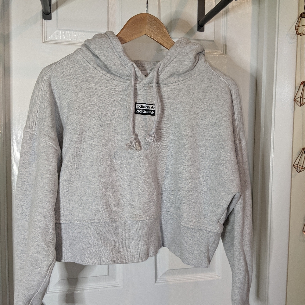 adidas Originals cropped hoodie in grey